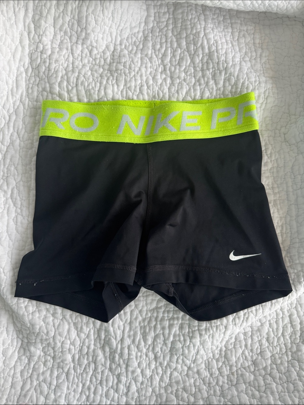 Nike Black Shorts Neon Yellow Waistband